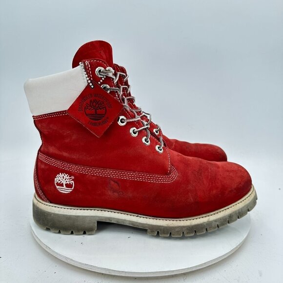 Timberland Holiday Men Size 9.5M Red Stand Out White  Leather Combat Boot main image 11